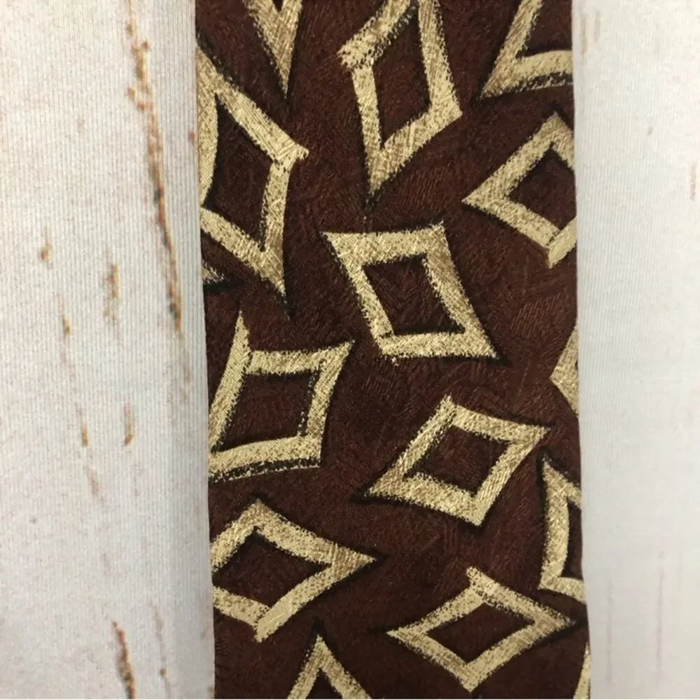 NWT Isaac Zelcer Tie, Brown Patterned Vintage